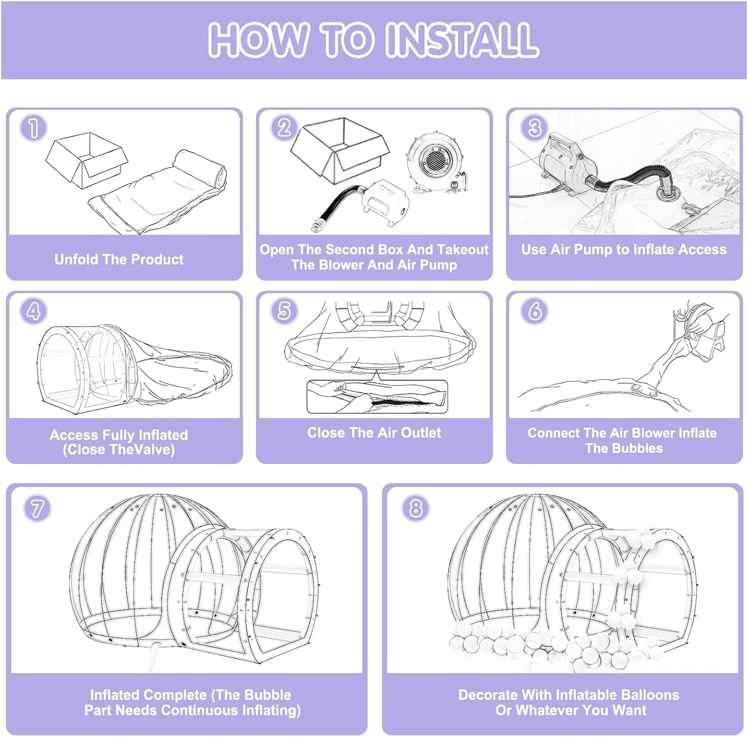Inflatable FBSPORT Bubble House Dome Blower and Balloons | 10FT
