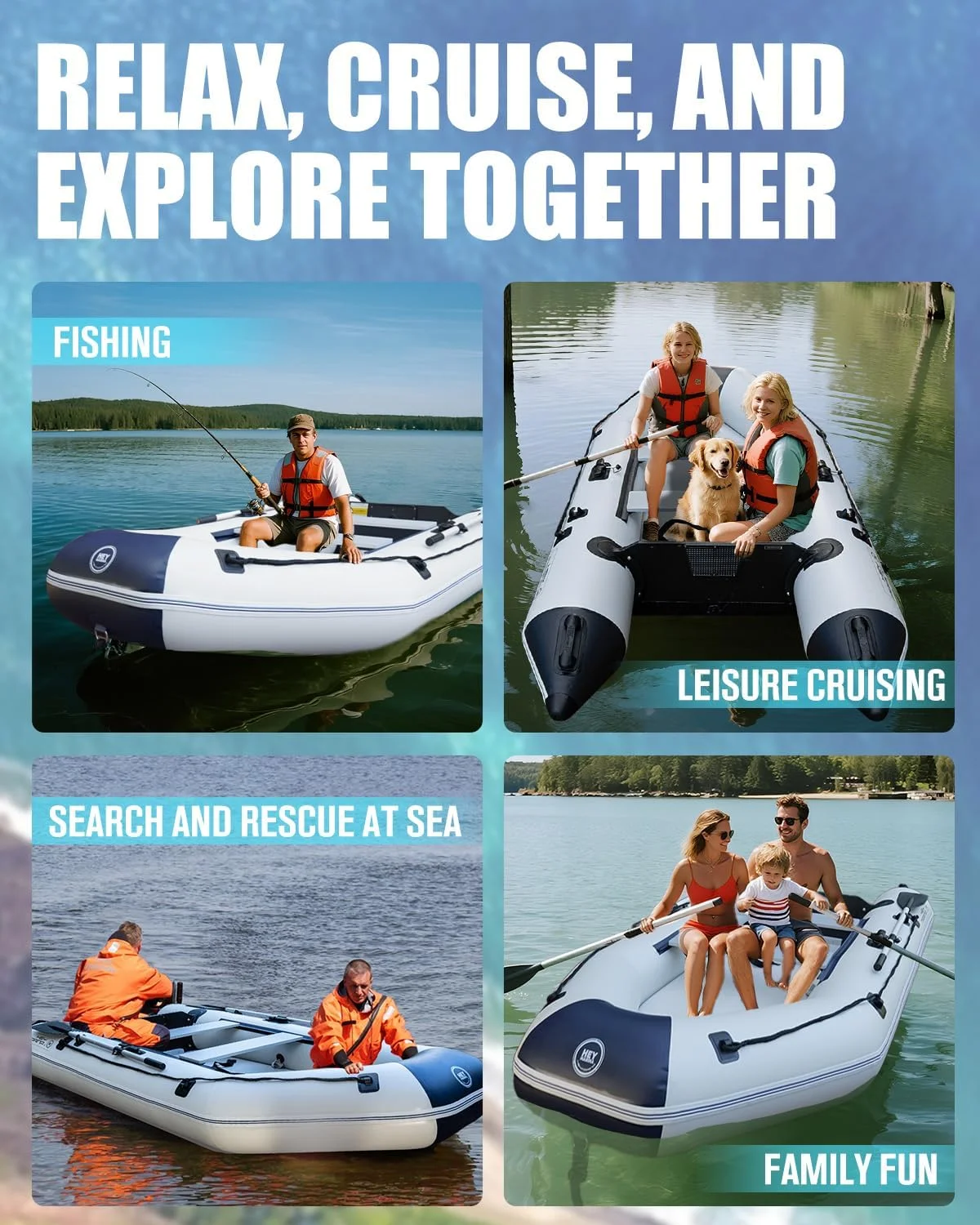 10FT Inflatable Dinghy Boat for 2–3 Adults – Heavy-Duty