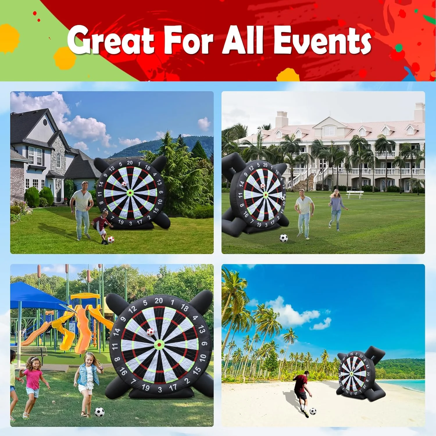 Inflatable Soccer Dartboard – Fun Outdoor Yard Game | 10FT