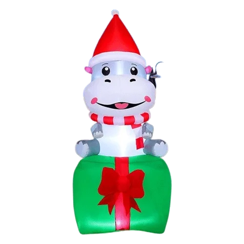 Christmas Hippo Inflatable with LED Lights | GOOSH 6.8FT