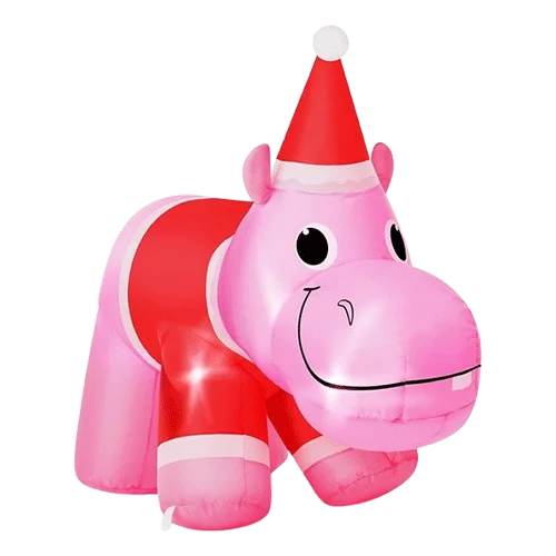 Christmas Hippo Inflatable with LED Lights | Leyndo 2.6FT