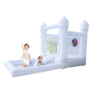 Inflatable White Bounce House with Ball Pool | Blower Product Image