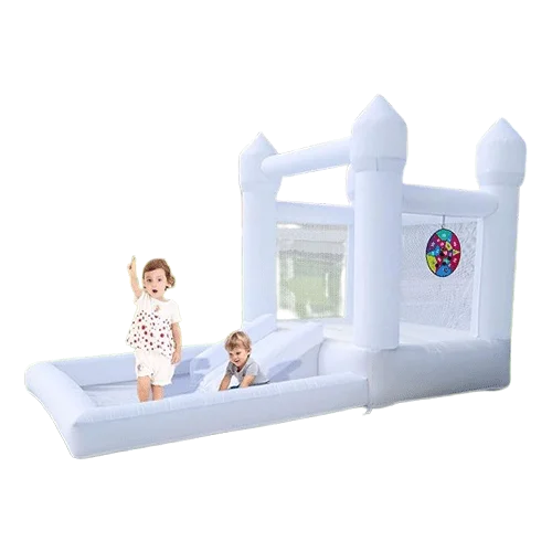 Inflatable White Bounce House with Ball Pool | Blower