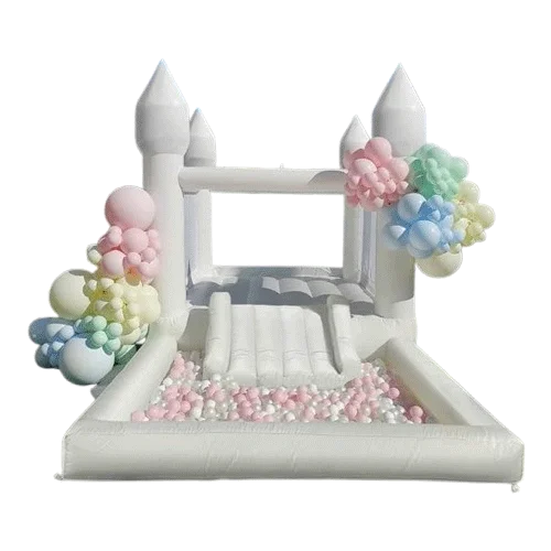 Inflatable White Bounce House with Ball Pool for Kids