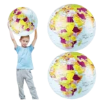 Large Inflatable World Globe Summer Beach Balls | 2-Pack 24″