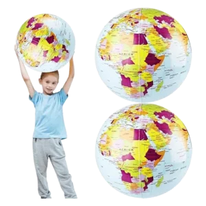 Large Inflatable World Globe Summer Beach Balls | 2-Pack 24″ Product Image
