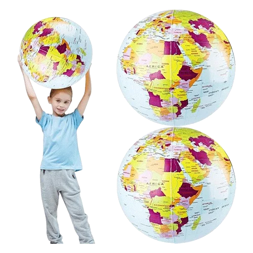 Large Inflatable World Globe Summer Beach Balls | 2-Pack 24″