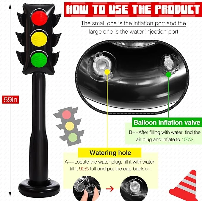 Jumbo Inflatable PVC Traffic Light Balloons for Vehicle Birthday Party / 2 Pack 59