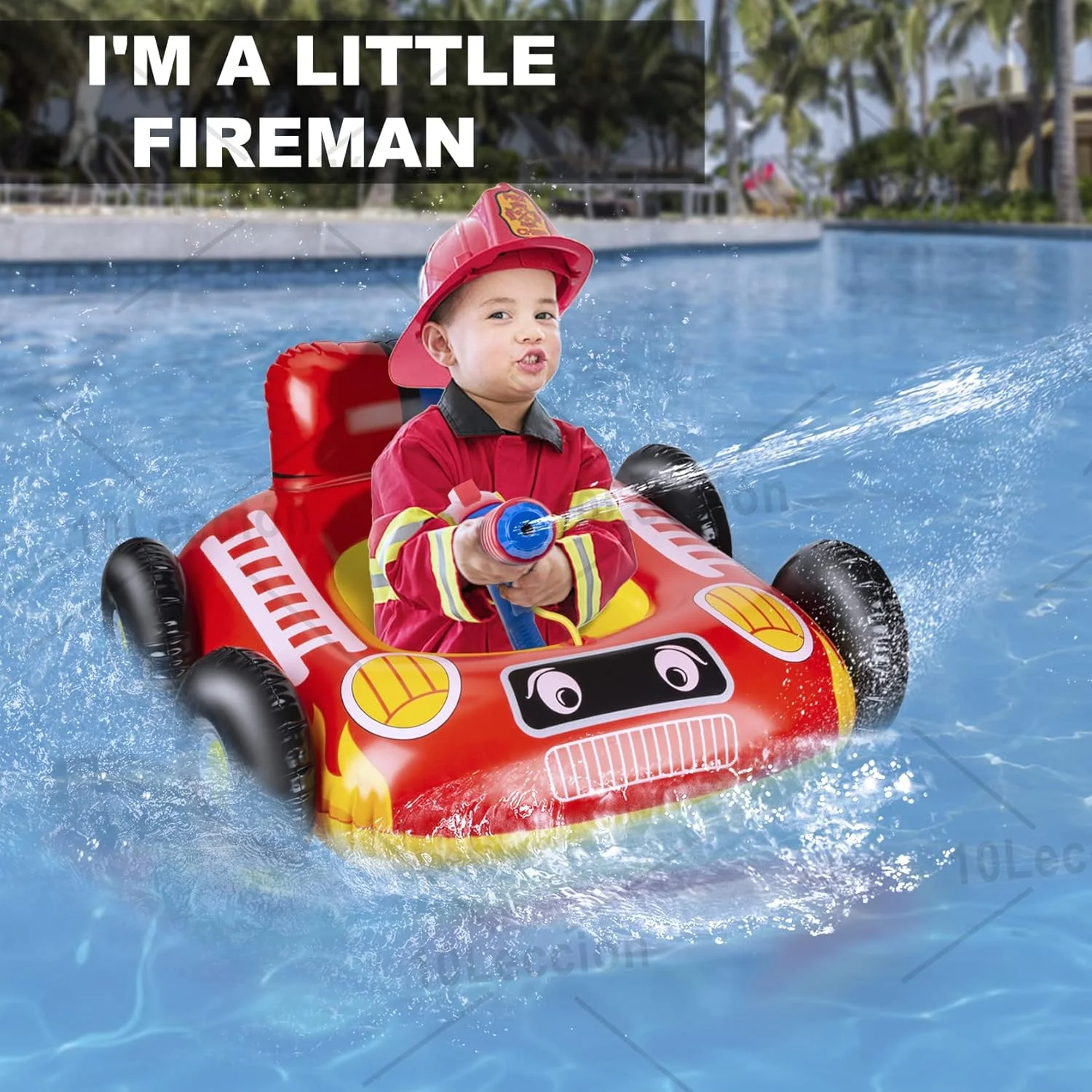 Fire Truck Kids Pool Float with Water Gun – Safe Pool Play