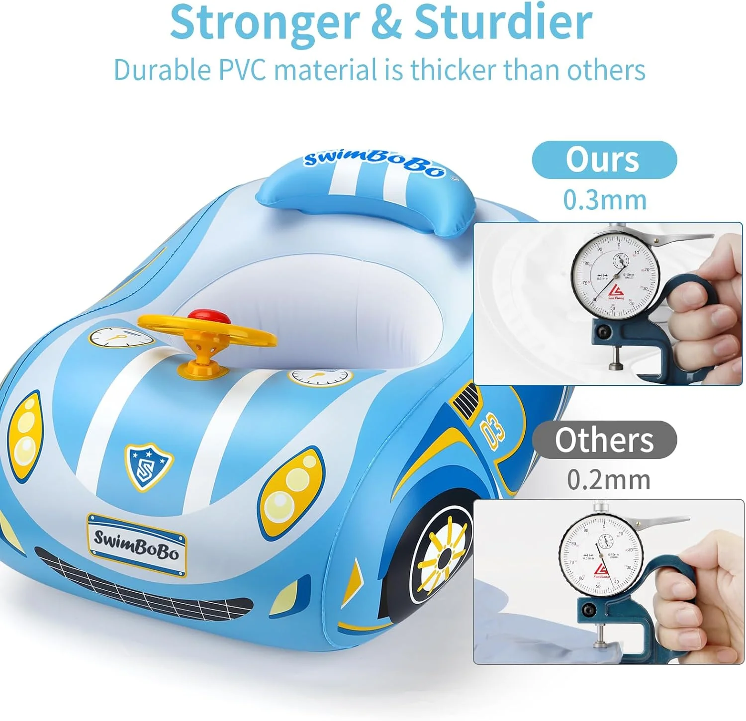 Swimbobo Toddler Pool Float with Seat | Inflatable Ride on Car
