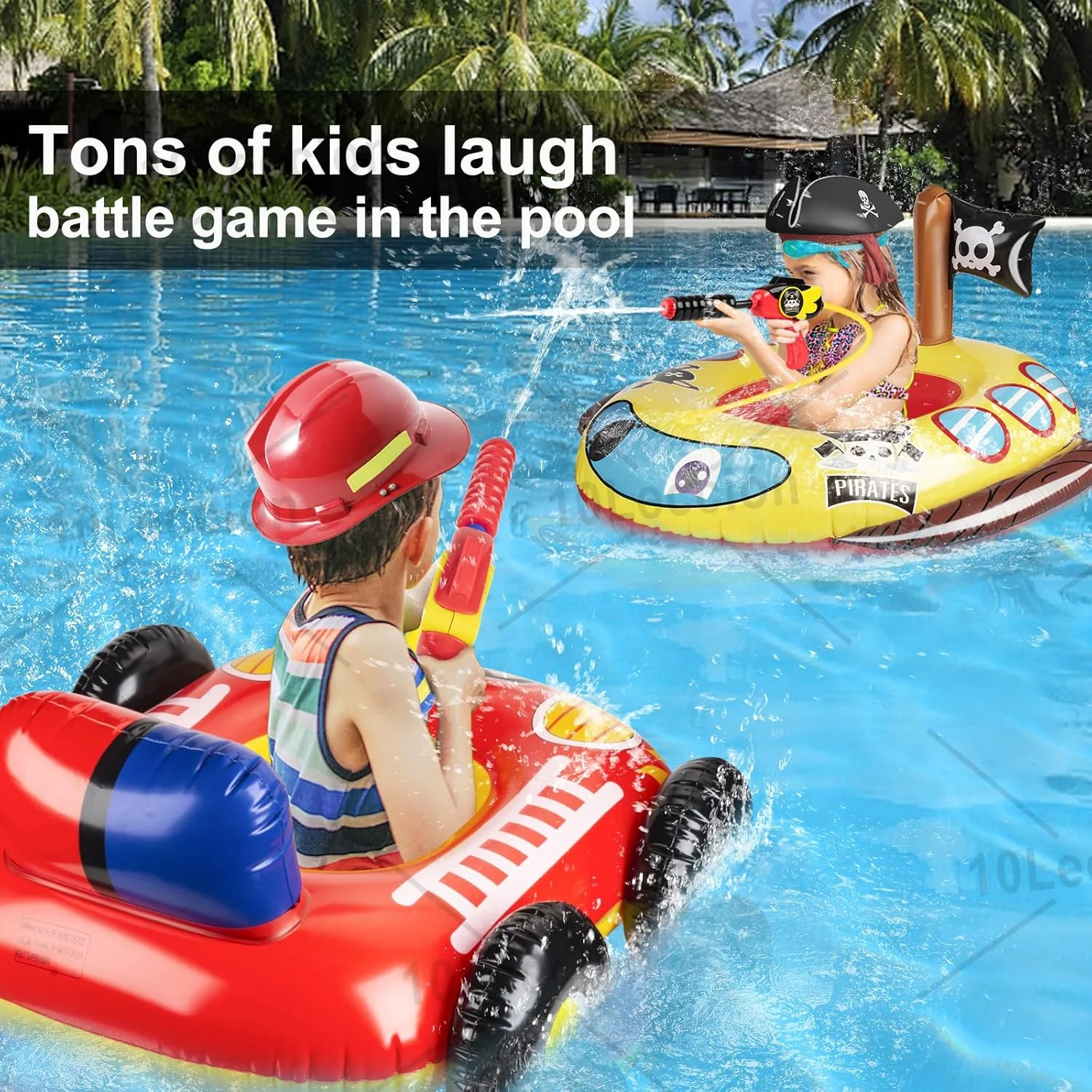 Fire Truck Kids Pool Float with Water Gun – Safe Pool Play