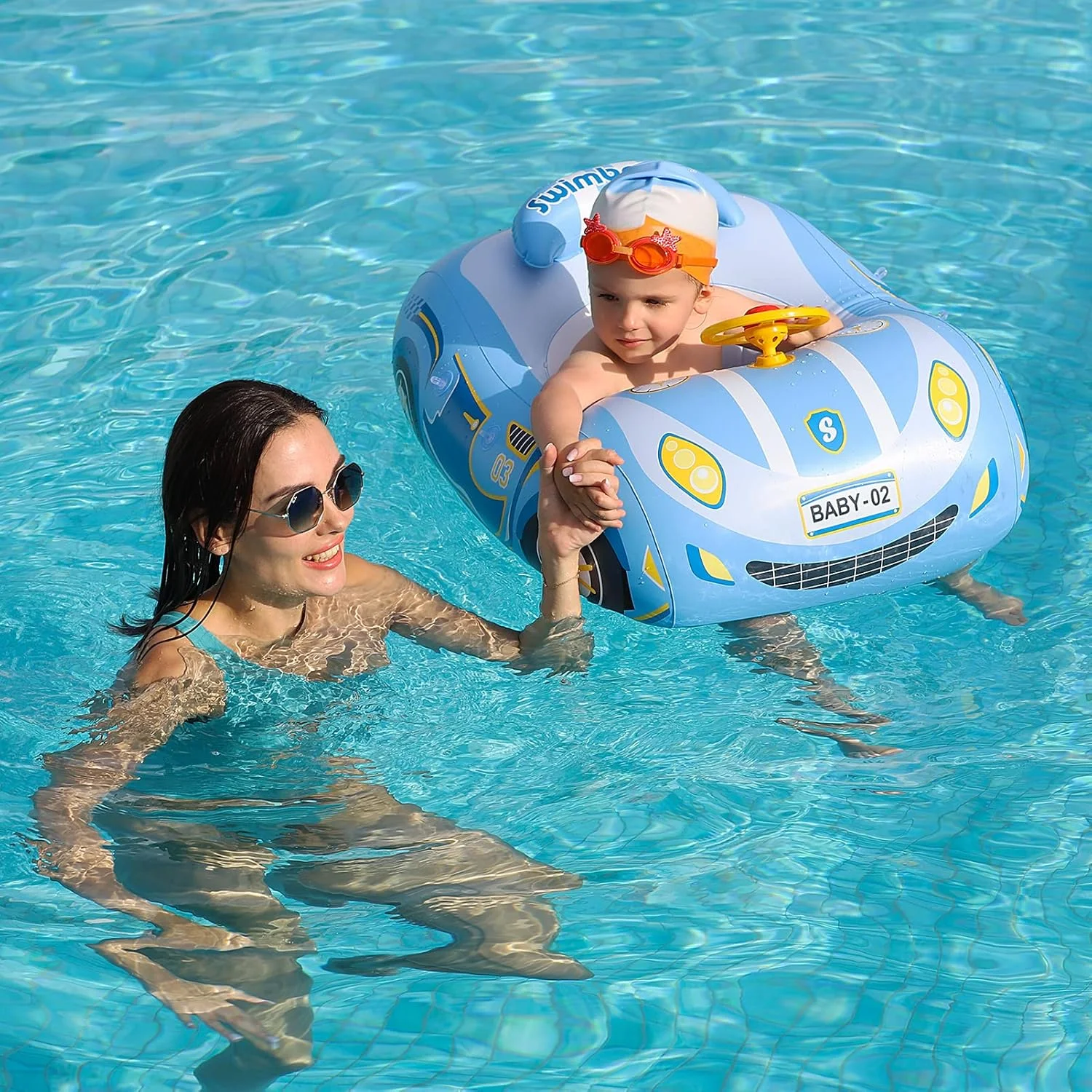 Swimbobo Toddler Pool Float with Seat | Inflatable Ride on Car