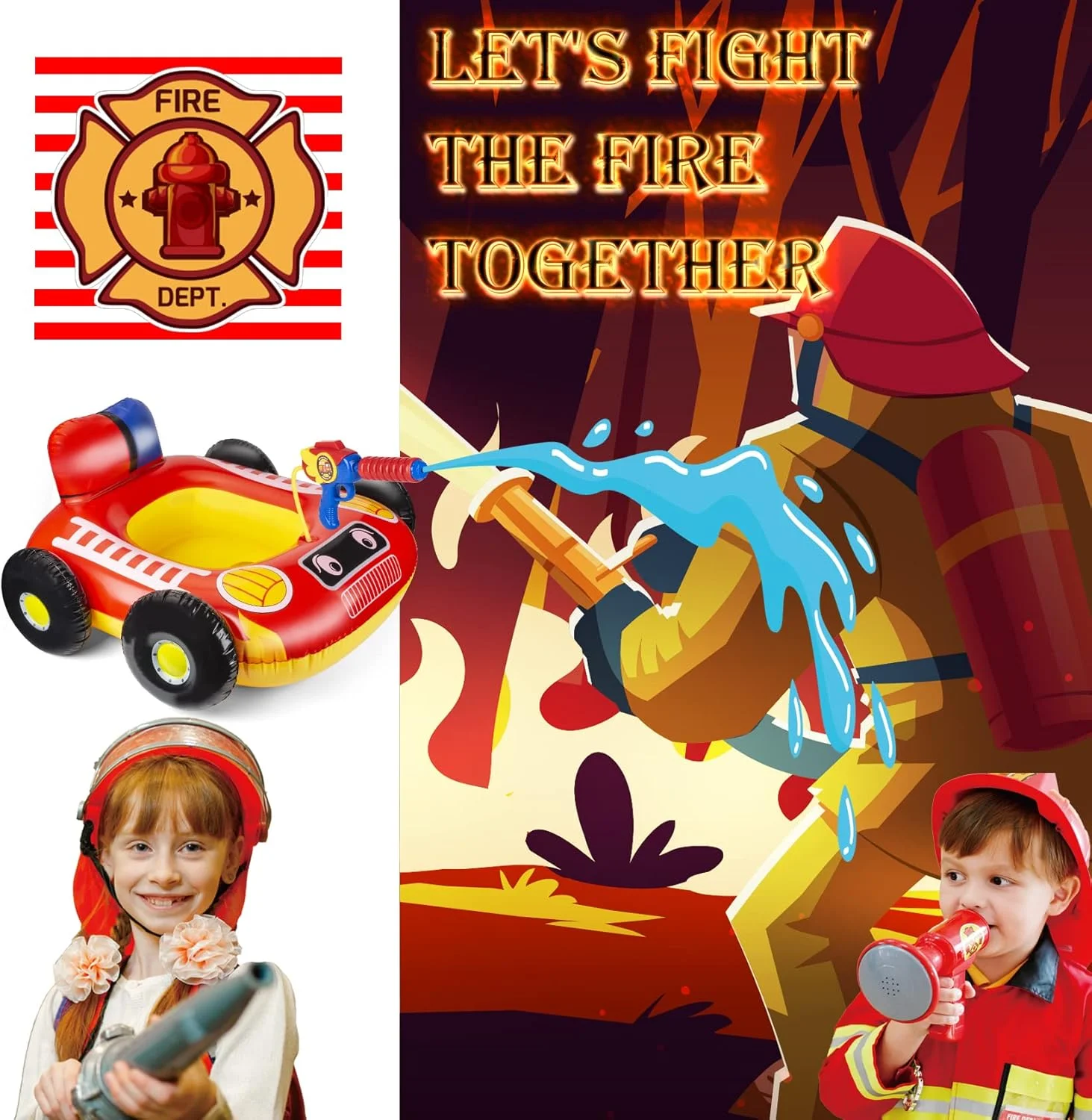 Fire Truck Kids Pool Float with Water Gun – Safe Pool Play
