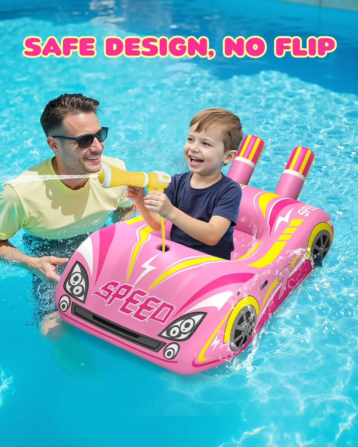 JOSEN Kids Pool Float with Water Gun – Interactive Ride-on Car