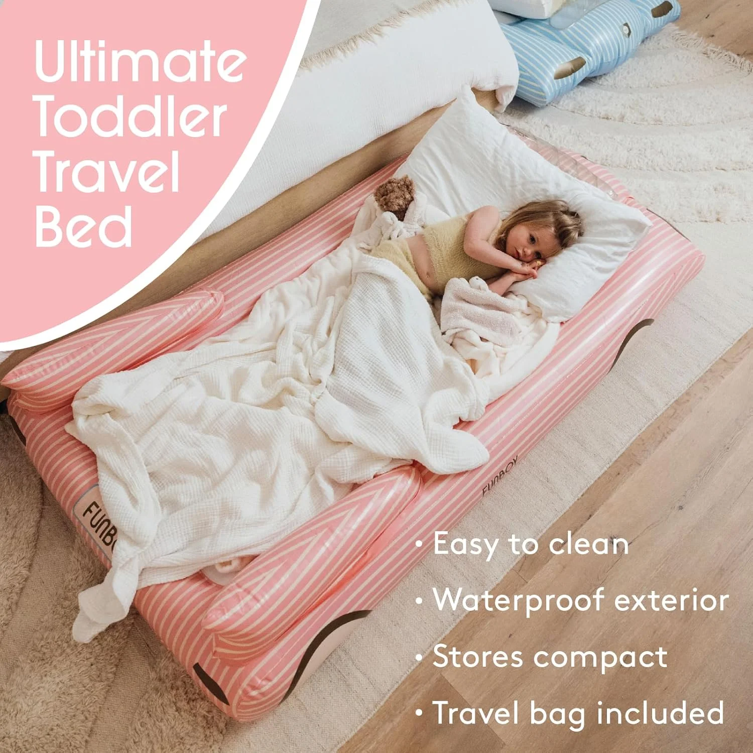 FUNBOY Kids Pink Inflatable Travel Bed | Mattress Twin CaseRetry