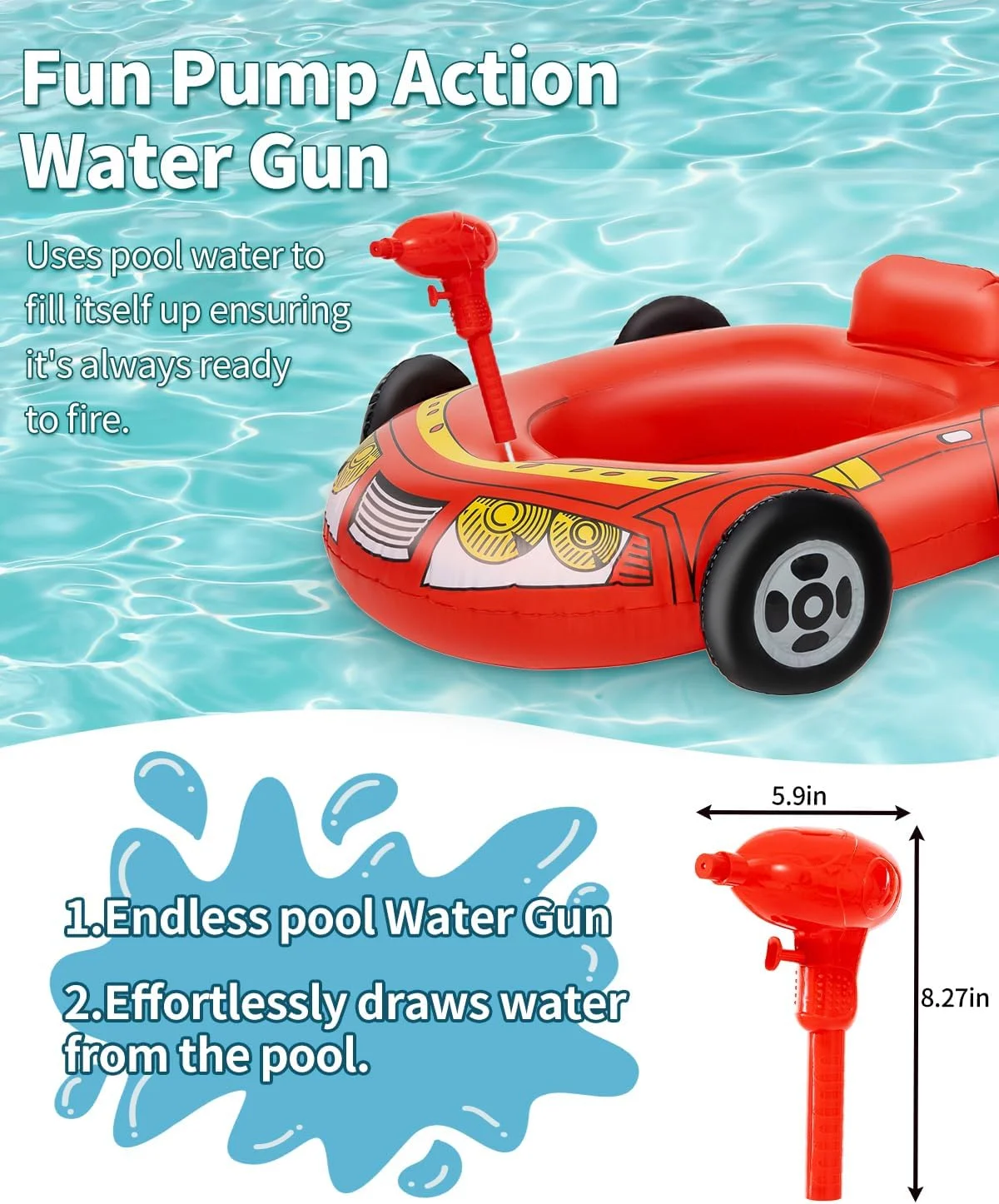 Pool Float for Kids Ages 3–8 with Water Gun | Summer Fun Toy