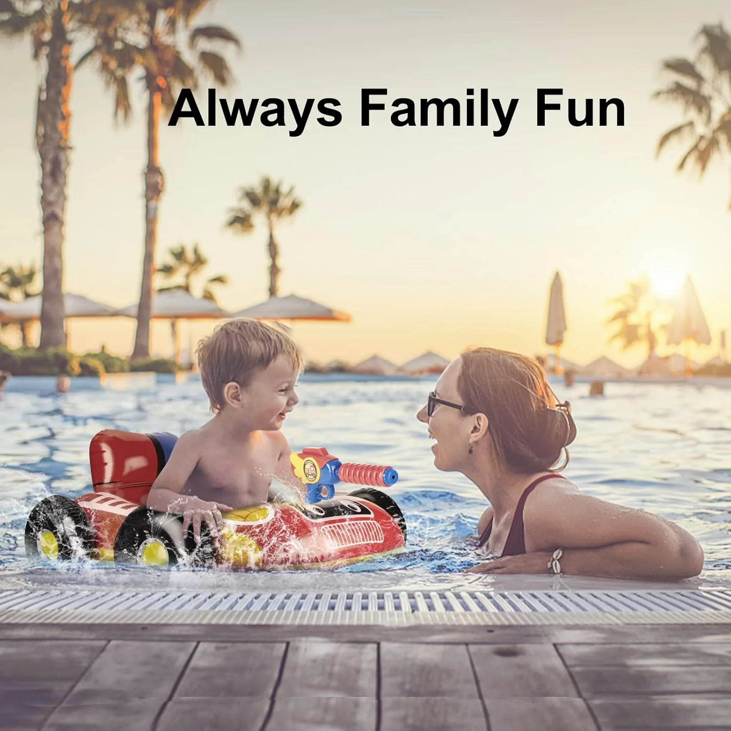 Fire Truck Kids Pool Float with Water Gun – Safe Pool Play