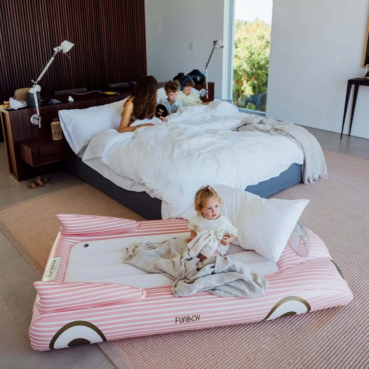 FUNBOY Kids Pink Inflatable Travel Bed | Mattress Twin CaseRetry