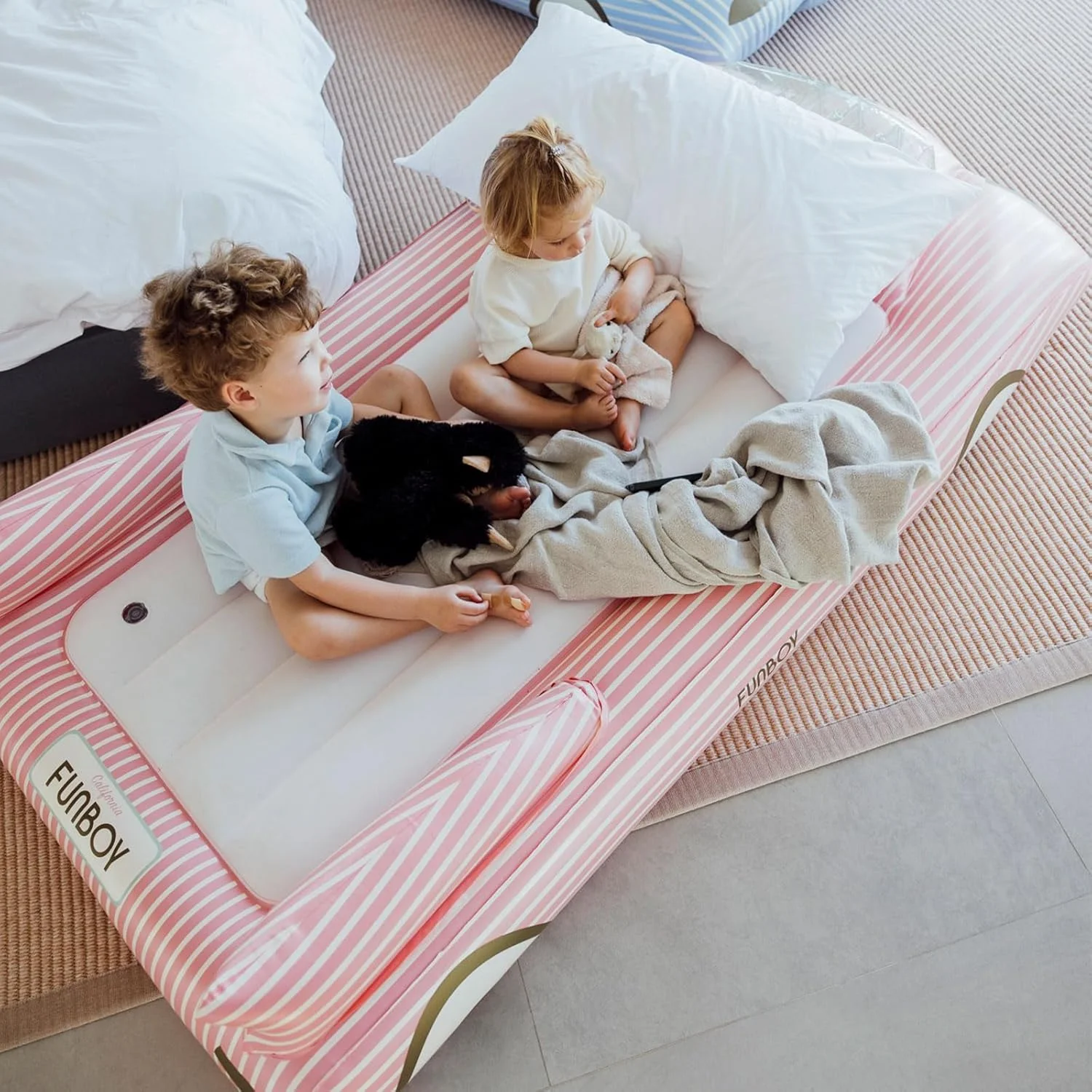 FUNBOY Kids Pink Inflatable Travel Bed | Mattress Twin CaseRetry